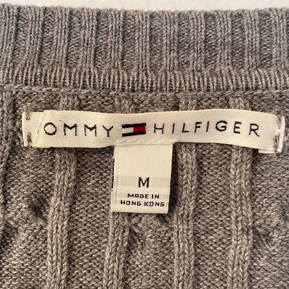 V-Neck Cable Knit Sweater - Light Gray - Picture 6 of 8